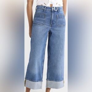 Free Assembly High Rise Jeans with Cuffed Hems Size 14